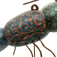 C. 1940s Folk Art Insect Ice Fishing Lure In Brilliant Polychrome (Appendage Losses)