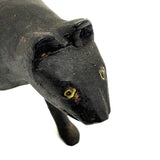 Wonderful Folk Art Black Dog, Carved Wood with Polychrome