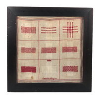 Louise Meyer’s 1884 Red and White Darning Sampler on Linen