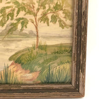 Atmospheric Antique Watercolor Landscape