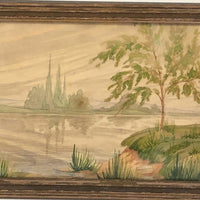 Atmospheric Antique Watercolor Landscape