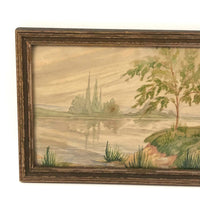 Atmospheric Antique Watercolor Landscape