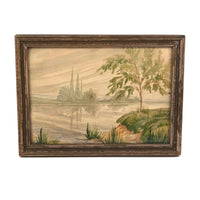 Atmospheric Antique Watercolor Landscape