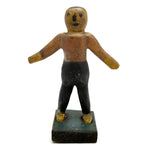 Arms Open, Sweet Old Carved Folk Art Figure in Polychrome