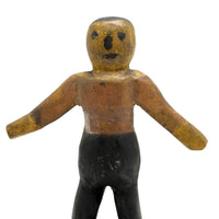 Arms Open, Sweet Old Carved Folk Art Figure in Polychrome