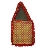 19th Century PA Needlepoint Wall-pocket in Homespun Wool with Woolen Trim