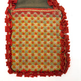 19th Century PA Needlepoint Wall-pocket in Homespun Wool with Woolen Trim