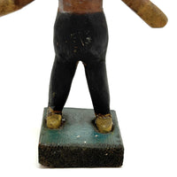 Arms Open, Sweet Old Carved Folk Art Figure in Polychrome