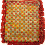 19th Century PA Needlepoint Wall-pocket in Homespun Wool with Woolen Trim