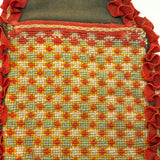 19th Century PA Needlepoint Wall-pocket in Homespun Wool with Woolen Trim