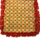 19th Century PA Needlepoint Wall-pocket in Homespun Wool with Woolen Trim