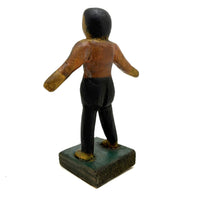 Arms Open, Sweet Old Carved Folk Art Figure in Polychrome