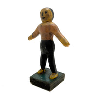 Arms Open, Sweet Old Carved Folk Art Figure in Polychrome