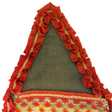 19th Century PA Needlepoint Wall-pocket in Homespun Wool with Woolen Trim
