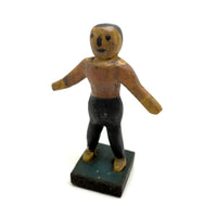 Arms Open, Sweet Old Carved Folk Art Figure in Polychrome
