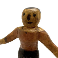 Arms Open, Sweet Old Carved Folk Art Figure in Polychrome