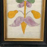 Lavender Petals, Ochre Stem, Wonderful 19th C. Pennsylvania Schoolgirl Watercolor