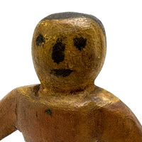 Arms Open, Sweet Old Carved Folk Art Figure in Polychrome
