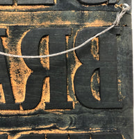 Star Brand Threads Old Hand-carved Wooden Print Block (with Print on Front)