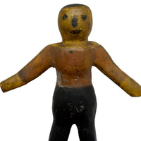 Arms Open, Sweet Old Carved Folk Art Figure in Polychrome