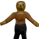 Arms Open, Sweet Old Carved Folk Art Figure in Polychrome