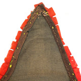 19th Century PA Needlepoint Wall-pocket in Homespun Wool with Woolen Trim