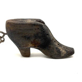 Charming Little Pair of Antique Carved Wooden Shoes on Wire Loop