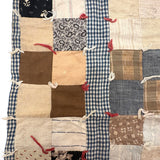 Charming, Very Naive Patchwork Squares Antique Crib Quilt