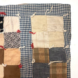 Charming, Very Naive Patchwork Squares Antique Crib Quilt