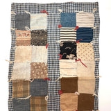 Charming, Very Naive Patchwork Squares Antique Crib Quilt