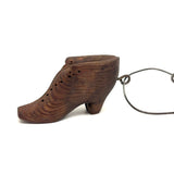 Charming Little Pair of Antique Carved Wooden Shoes on Wire Loop