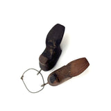 Charming Little Pair of Antique Carved Wooden Shoes on Wire Loop