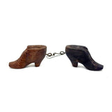Charming Little Pair of Antique Carved Wooden Shoes on Wire Loop