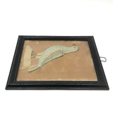 Wonderful Early 19th C. American Embroidery of Bird on Laid in Early Frame and Glass