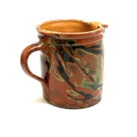 Pair of 19th Century French Rustic Marble Glazed Redware Pitchers