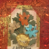 I Love Thee, Mid 19th Century Forget Me Not, Foil and Paper Flowers Under Glass