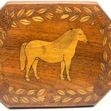 Marvelous Double Sided Antique PA Folk Art Box with Inlaid Horses