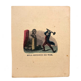 Mical Destroying His Work, Timely Feeling Antique Hand-colored Woodblock Print