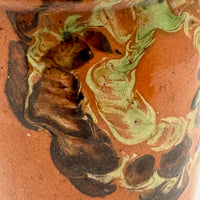 Pair of 19th Century French Rustic Marble Glazed Redware Pitchers