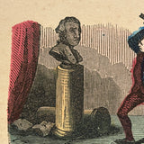 Mical Destroying His Work, Timely Feeling Antique Hand-colored Woodblock Print