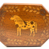 Marvelous Double Sided Antique PA Folk Art Box with Inlaid Horses