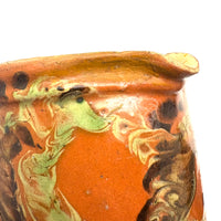 Pair of 19th Century French Rustic Marble Glazed Redware Pitchers