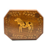 Marvelous Double Sided Antique PA Folk Art Box with Inlaid Horses