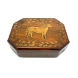 Marvelous Double Sided Antique PA Folk Art Box with Inlaid Horses