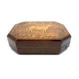 Marvelous Double Sided Antique PA Folk Art Box with Inlaid Horses