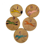 Earlier 20th Century Japanese Painted Treen Apple with Horse Roulette Inside