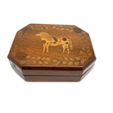 Marvelous Double Sided Antique PA Folk Art Box with Inlaid Horses