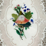 C. 1840s Paper Lace Valentine with Watercolored Flowers in Period Lemon Gold Frame