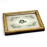 C. 1840s Paper Lace Valentine with Watercolored Flowers in Period Lemon Gold Frame