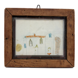 Charming Graphite and Watercolor House Portrait, Burdett NY, 1860s, with Another on Reverse